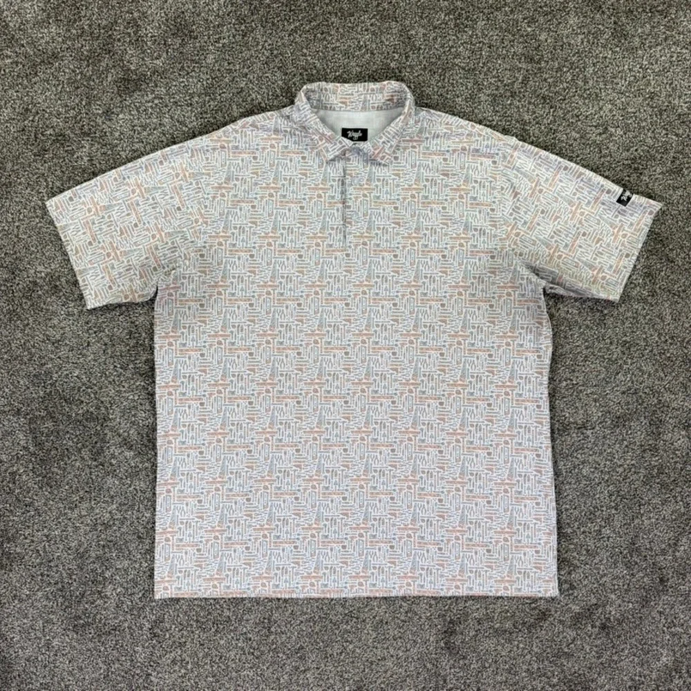 Waggle Golf Men 2XL Polo Shirt White Tool Print Short Sleeve Performance Stretch - Picture 2 of 10